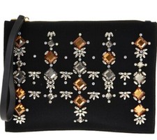 BORSA POCHETTE MARNI CRYSTAL APPLIQUÉ IN PELLE CREPE INCOLLATA, PREZZO AL PUBBLICO £630, nuova con etichette