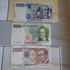 Vecchie Banconote Italiane Da Collezione In Lire 10 + 5 + 2 Mila Lotto Z45