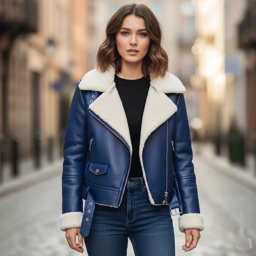 Giacca donna blu shearling - donna,