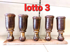 3° lotto di 5 porta candele bossoli antichi epoca in legno per candeliere