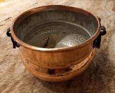 PORTAVASO / PORTAFIORI / VASO / FIORIERA in RAME, alt. 22cm-manici/rivestimento