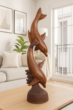 Scultura Delfini in Legno di
