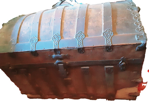 Baule legno fregi ferro - baule,