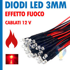 10 PEZZI DIODI LED 3 mm effetto Fuoco Rosso Tremolante Sfarfalla CABLATI 12V 