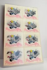 1950s VARI VUE/ART CORNER AT DISNEYLAND WALT DISNEY DUMBO NOS NON TAGLIATO 8 ETICHETTE ID +