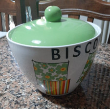 Biscottiera bianco verde con