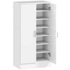 HOMCOM Mobile Scarpiera a 6 Ripiani Regolabili in Legno 55x35x108 cm Bianco