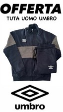 TUTA UOMO UMBRO COTONE FELPATO FELPA SPORT FITNESS JOGGING ZIP CERNIERA POLSINI