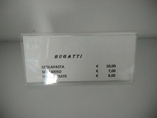 Portanome, portaprezzi, espositore da tavolo in plexiglas