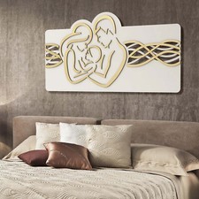 Quadro capezzale moderno sacra famiglia in legno 120x60 taglio laser AB058