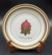 PIATTO DECORATIVO FABERGE LIMOGES UOVA THE LILIES OF THE VALLEY ORO ORNAMENTALE