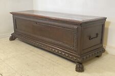 ANTICA CASSAPANCA LEGNO NOCE SCOLPITA MANO PANCA BAULE EPOCA 1600 BAROCCO ZAMPE
