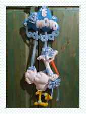 CICOGNA FIOCCO NASCITA GHIRLANDA ANNUNCIO FATTO A MANO PERSONALIZZATO CON NOME