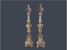 COPPIA CANDELIERI IN LEGNO DORATO ORIGINALI DI EPOCA 700'