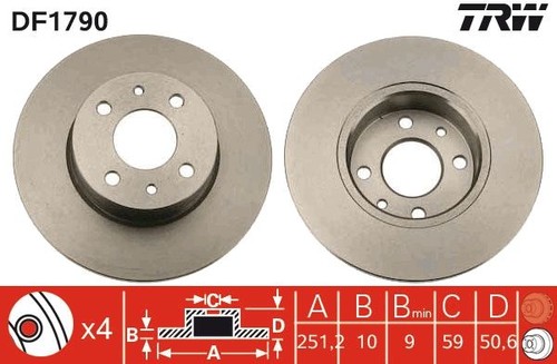 Disco freno trw df1790 - freno,