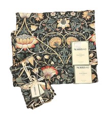William Morris & Co Set Of 8 Placemats & 8 Napkins Lodden Green 100% Cotton