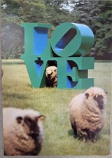 Robert Indiana - AMORE - Cartolina d'arte firmata a mano - Denise René - Pecora 1974