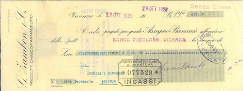 Assegno bancario intestato - intestato., g