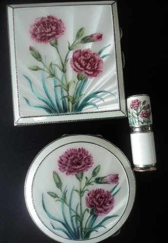 Silver enamel carnation - silver,