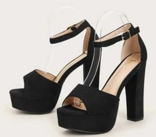 Scarpe Donna Sandali Decollete Camoscio NERO tacco 13,2 cm   ***   NUOVO