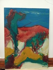 ADRIANO TUNINETTO OLIO SU TAVOLA QUADRO INFORMALE ASTRATTO  RUGGERI 1954 17X24CM