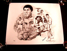 MUHAMMAD ALI CASSIUS CLAY BOXING HOF FIRMATO AUTO VINTAGE L/E LITOGRAFIA JSA LOA