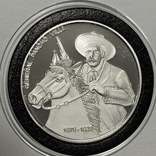 Moneta Pancho Villa Proof Mad Mules conio 200 ~ 1 oncia troy .999 argento fine rotonda