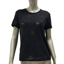 T-shirt nera stampata Chanel