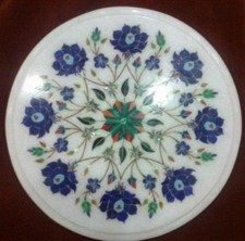 Piano In Marmo 12" Pietra Dura Lavoro Floreale Decorazione Per Casa E Giardino