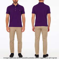 Seventy Maglia Polo Da Uomo Viola In Cotone A Piquet Manica Corta Taglia Medium