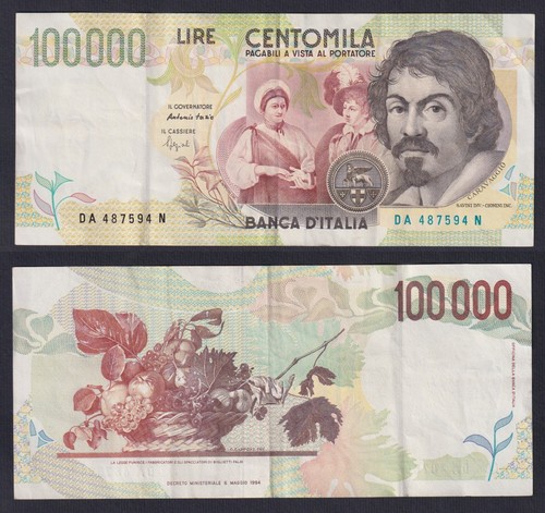 Banconota italia 100000 lire - italia,