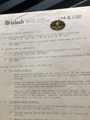 Mcintosh l14 l22 istruzioni - mcintosh, /