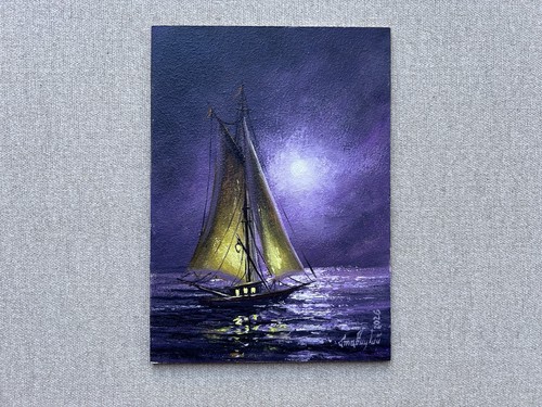 Dipinto olio mare - , notte