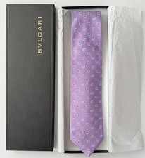 Bvlgari Bulgari 7 pieghe Tie 100% seta Glicine Paisley Design
