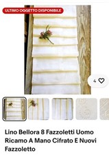 Lino Bellora 8 Fazzoletti Uomo Ricamati A Mano Cifrati Lettera E 
