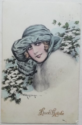 Cartolina meschini firmata - meschini,