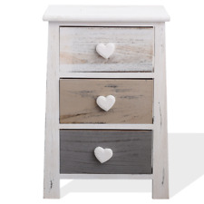 Comodino Cassettiera 3 Cassetti in Legno  Bianco Beige Grigio Stile Shabby Bagno