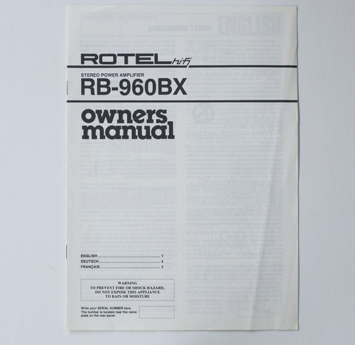 Originale rotel 960bx power - originale, rb-960bx