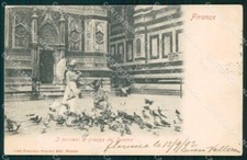 Firenze Città Piazza Duomo Piccioni PIEGA cartolina WX0566