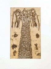 Hassan Fathi Anima in progresso 135x100 incisione calcografica con foglia oro