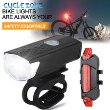 kit Set Completo Luci Bicicletta Avanti e Dietro Ricaricabile USB Faro Fanale