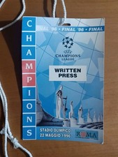 FOOTBALL CHAMPIONS LEAGUE FINAL 1996 OFFICIAL PASS TICKET VERY RARE JUVENTUS ...