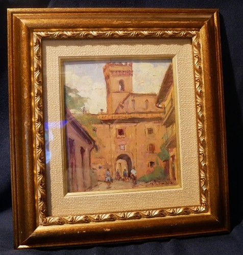 Dipinto olio borgo - olio, “borgo