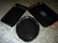 3 VASSOI IN ACCIAIO 18/10 VEMI CON ROSE INCISE, INOXPRAN CON MANICI ROSS