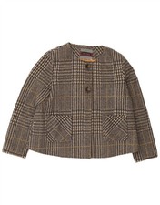 Giacca blazer donna MARIELLA ROSATI 2 bottoni UK 12 grigio medio check lana DZ07