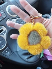 Charmes Per Borsa In Vera Pelliccia Di Visone A Forma Di Fiore Giallo E Grigio 