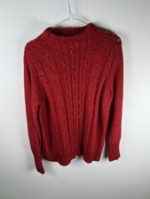 St John Bay Maglione Donna Bottoni Cardigan Rosso  Sweater Pullover XL