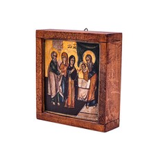 Quadro Icona Gesù Cristo Su Legno Dipinto A Mano | 11 X 12 X 3,5 Cm