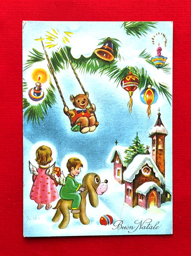 Cartolina buon natale vintage - cartolina,
