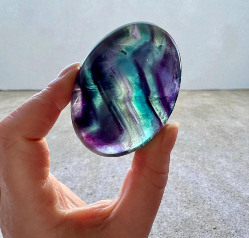 Rainbow fluorite palm - stone, |